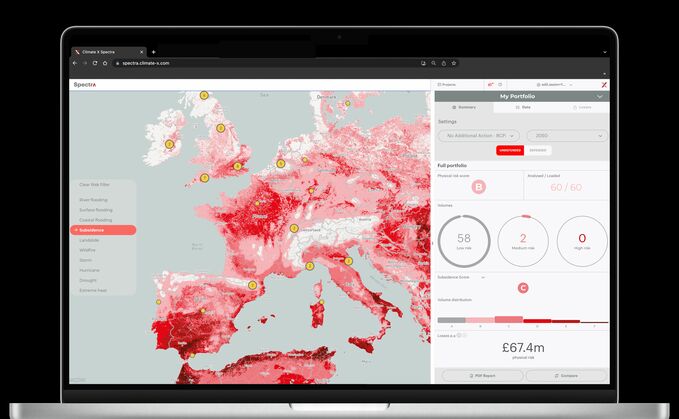 Climate X's software Spectra | Credit: Climate X Climate X's software Spectra | Credit: Climate X