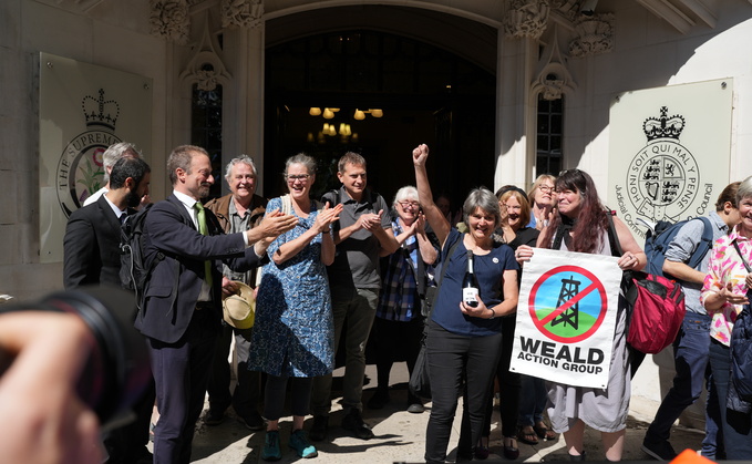 Members of the Weald Action Group celebrate outside the Supreme Court | Credit: Friends of the Earth Members of the Weald Action Group celebrate outside the Supreme Court | Credit: Friends of the Earth