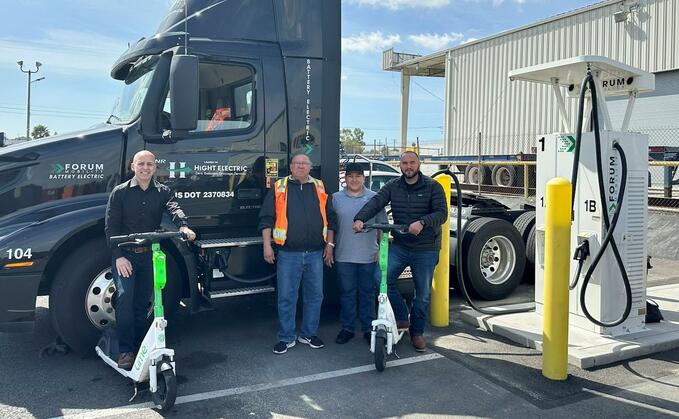 All Lime freight arriving in Los Angeles and Long Beach is now transported to depots via heavy-duty electric trucks from Hight Logistics. Source: Lime All Lime freight arriving in Los Angeles and Long Beach is now transported to depots via heavy-duty electric trucks from Hight Logistics. Source: Lime