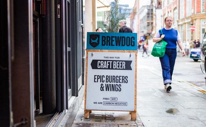 Sign outside a Brewdog pub on a city street in central London | Credit: iStock Sign outside a Brewdog pub on a city street in central London | Credit: iStock